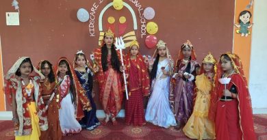किड्स केयर स्कूल मऊ में नवदुर्गा पूजन व दशहरे की धूम